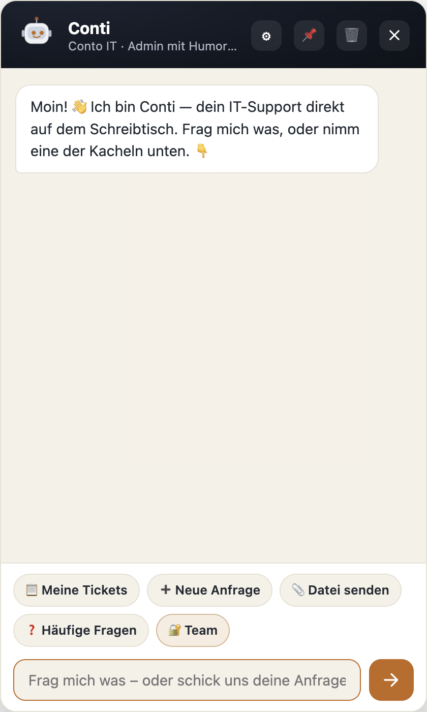 Conti-App: Startansicht mit Schnellzugriff-Kacheln